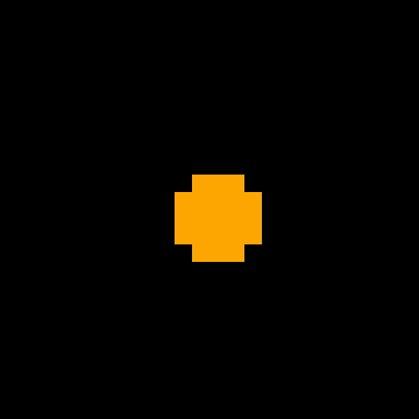 Projectile orange tiré par le vaisseau